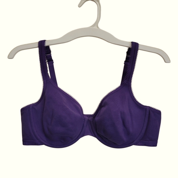42C CACIQUE Cotton Blend Wired Purple Supportive Bra with Adjustable Straps - Picture 1 of 4